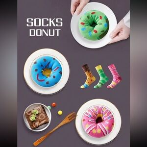Socks - Men’s Funny Donut Design Crew Socks, NEW, One Size